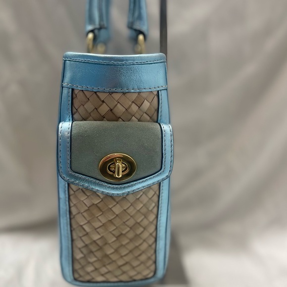 Coach Vintage Lt. Ed. Sea Foam Woven Boxy Tote Bag EUC - Picture 5 of 16